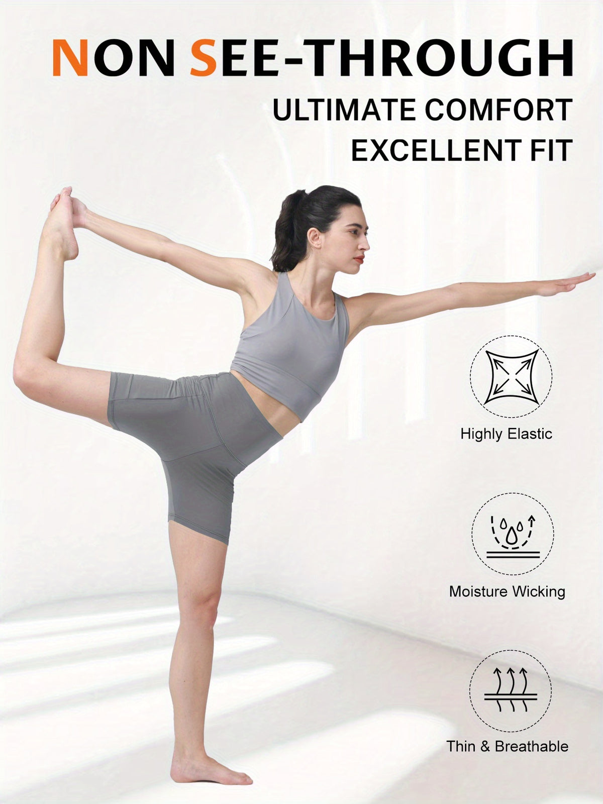 Quick-Dry Yoga Shorts for Women, High-Stretch Sports Shorts for Pilates, Running and Fitness in Dark Gray, Navy or Pink, Single Piece in Size S