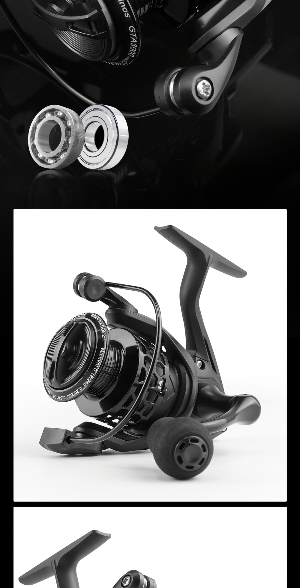 Spinning Reel GTA III Generation 1942 by ROOBLINOS, 1000 to 4000 Model Options for Fishing Rod Setup and Recreational Outdoor Angling