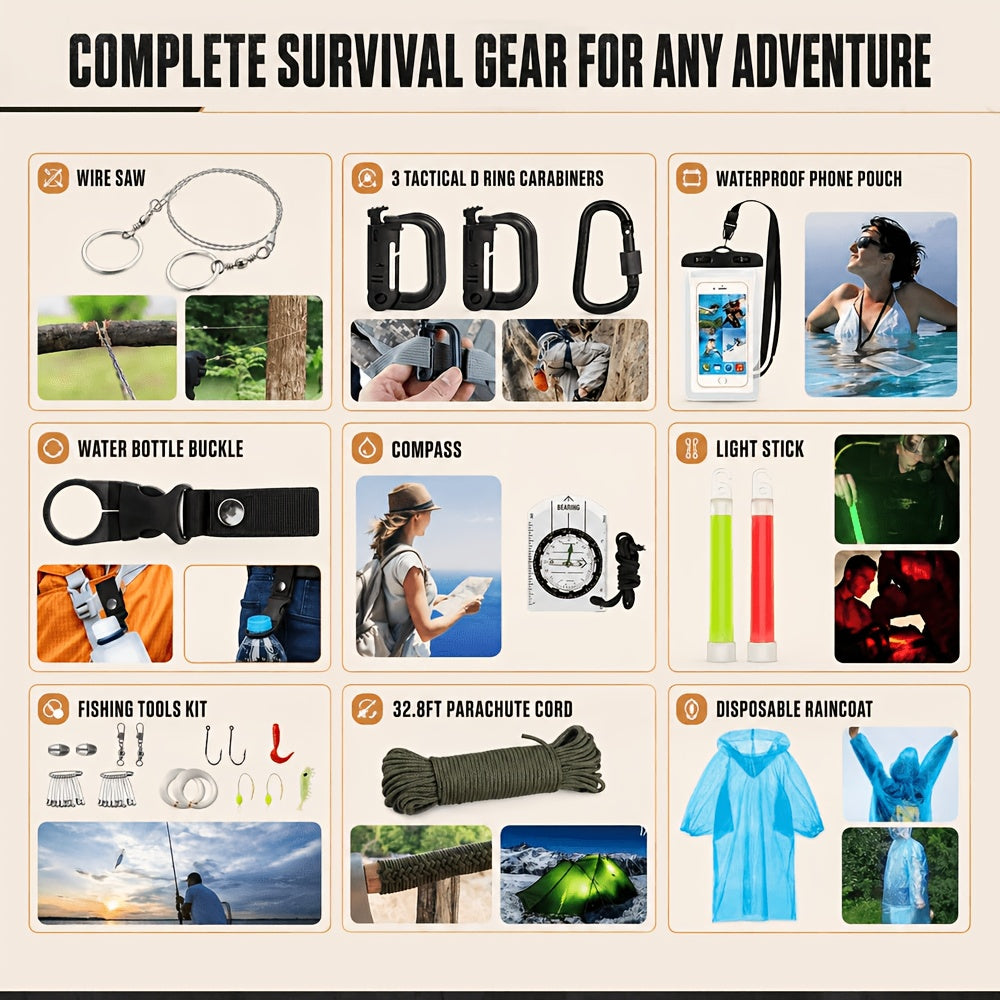 255-Piece Survival First Aid Kit with MOLLE-Compatible Bag and Emergency Tent, Outdoor Preparedness Gear for Hiking and Earthquake Planning