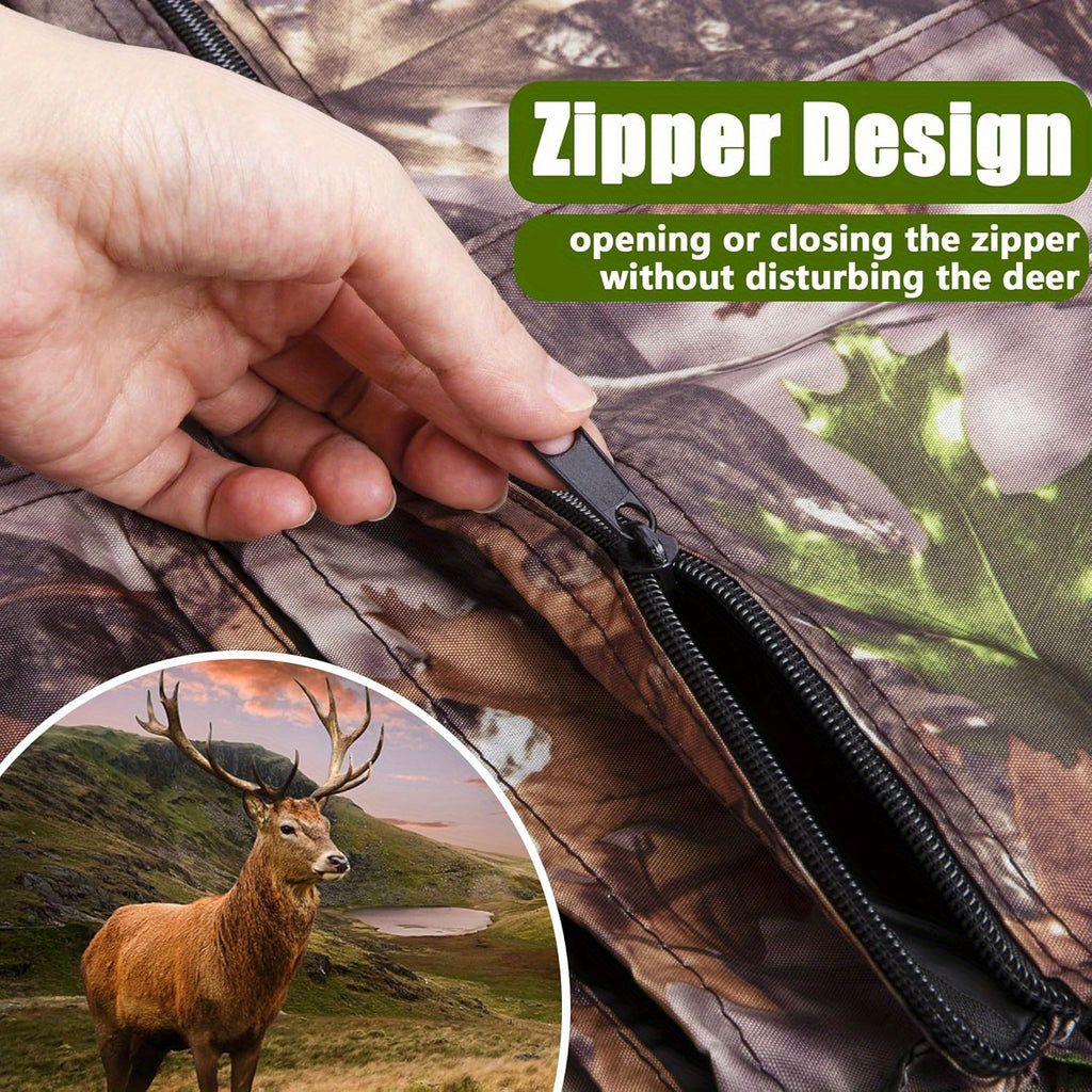 Treestand Camo Blind Cover with Zipper, Woodland Camouflage Hunting Screen for Deer and Turkey Setups, Cover Only with Frame Not Included