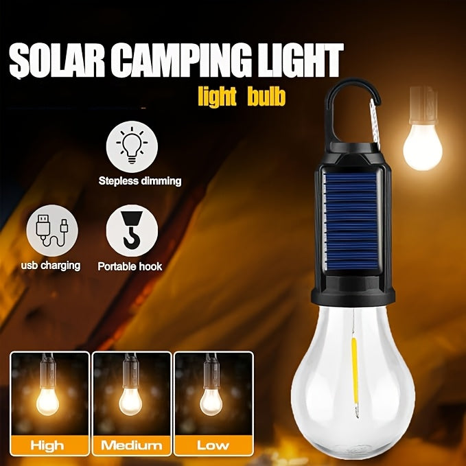 2-Pack Solar and USB Rechargeable LED Camping Lanterns with Hooks