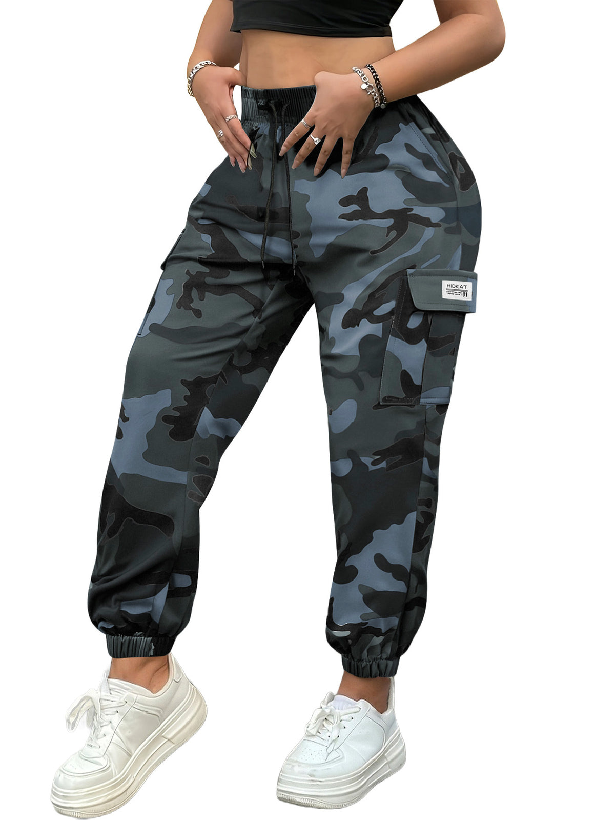 Women's Tapered Cargo Pants with Elastic Drawstring Waist, Lightweight Quick-Dry Outdoor Style in Three Colors and Sizes XS to XXL