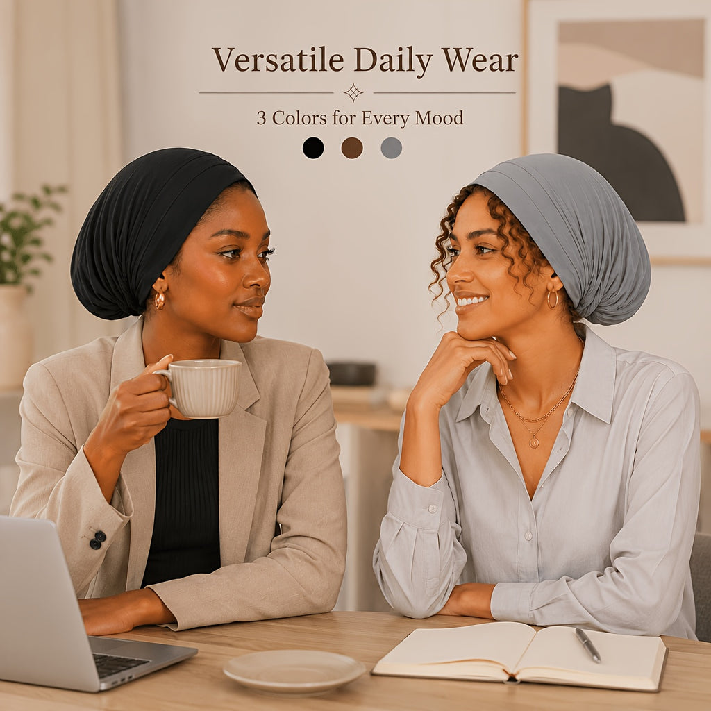 Hijab Undercaps 3-Pack for Women, Breathable Non-Slip Solid Color Muslim Headwear for Everyday Headscarf Layering and Travel Outfit Coordination