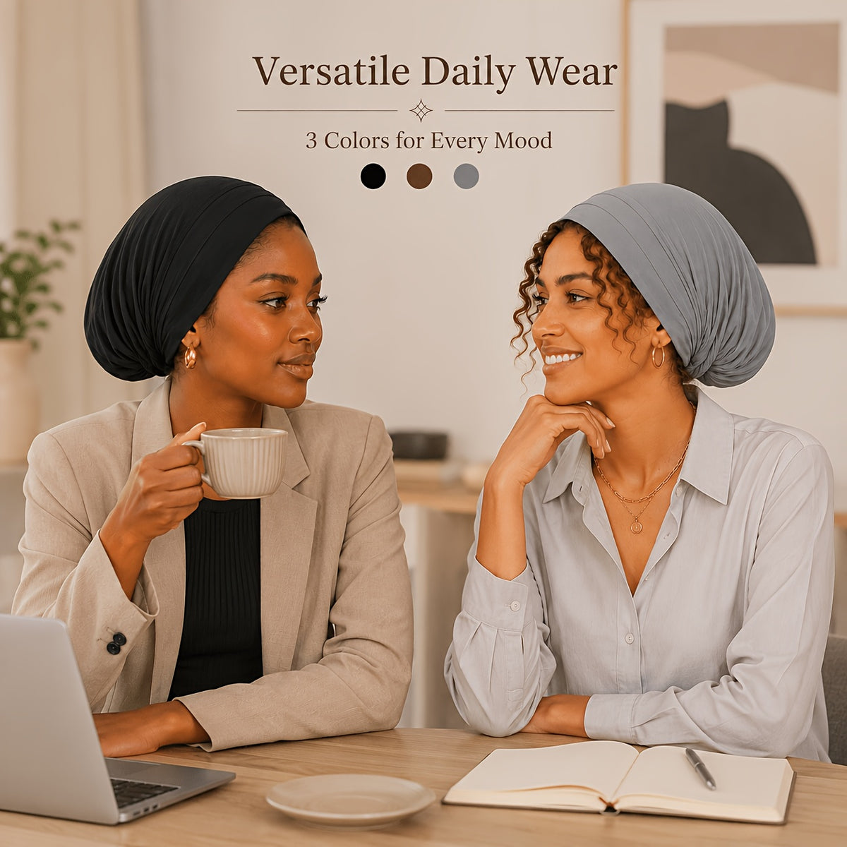 Hijab Undercaps 3-Pack for Women, Breathable Non-Slip Solid Color Muslim Headwear for Everyday Headscarf Layering and Travel Outfit Coordination