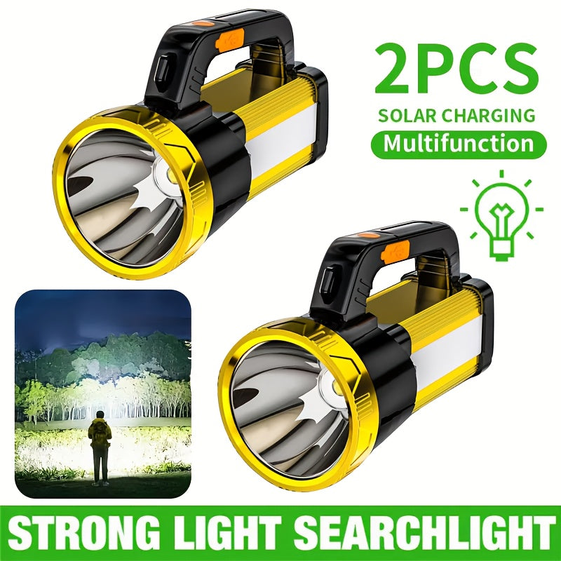 2400mAh Rechargeable LED Flashlight with Zoom and Adjustable Brightness, Portable Handheld Outdoor Light in Single or Two-Piece Options