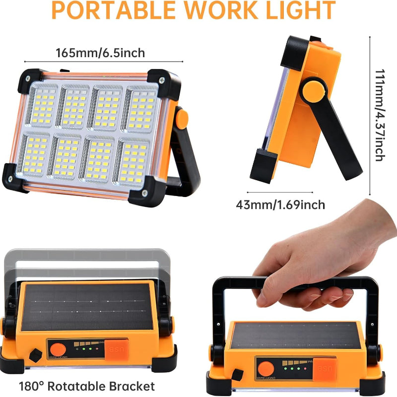 144 LED Solar Work Light with 4 Lighting Modes, Portable Rechargeable Light for Car Repairs and Outdoor Tasks, Available in 1, 2 or 3-Pack Options