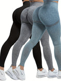 Seamless Leggings for Women, 3-Piece High Waisted Soft Yoga Pants Set in Mixed Colors, Sports Activewear for Gym Workouts and Everyday Wear