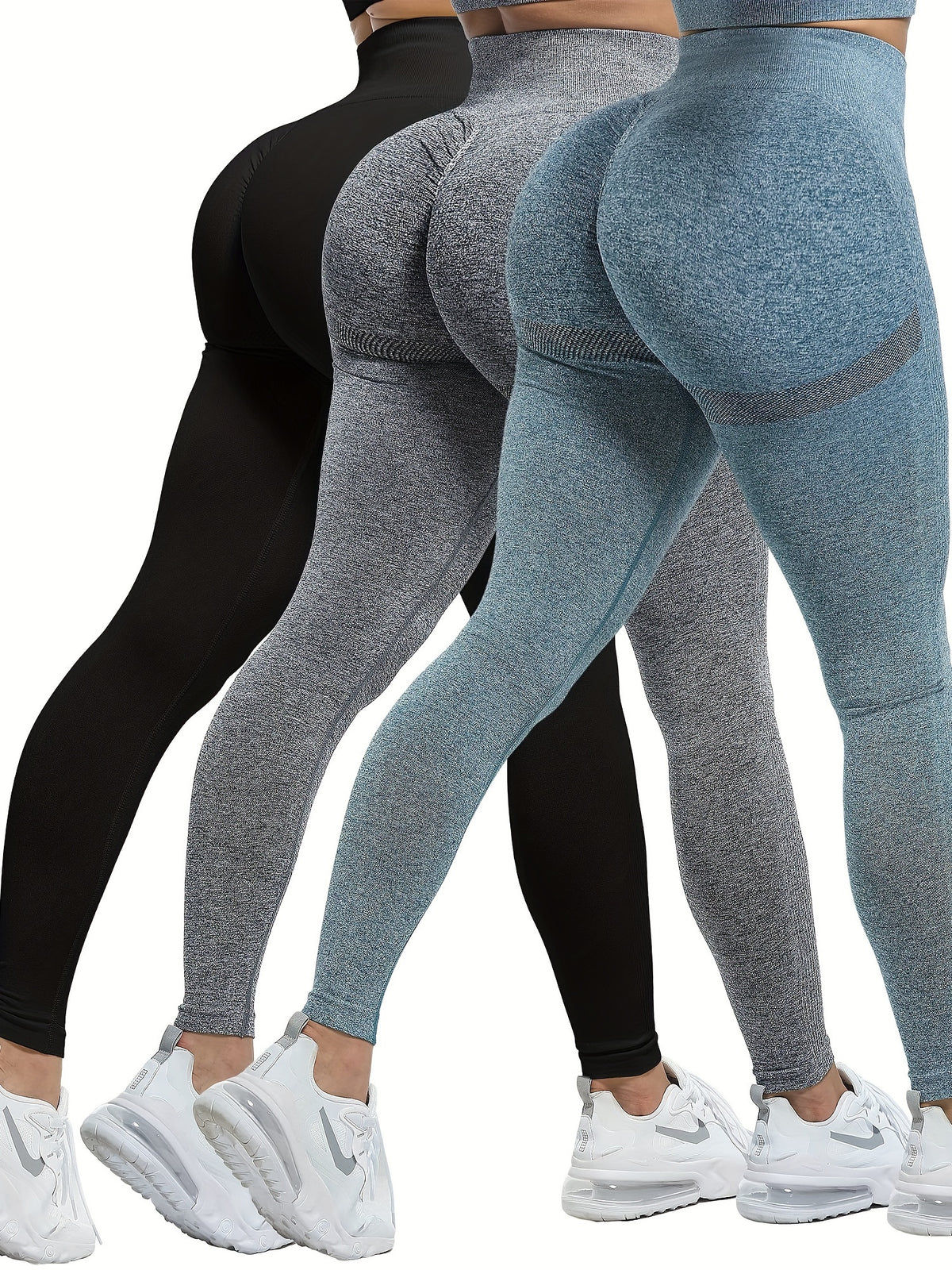 Seamless Leggings for Women, 3-Piece High Waisted Soft Yoga Pants Set in Mixed Colors, Sports Activewear for Gym Workouts and Everyday Wear