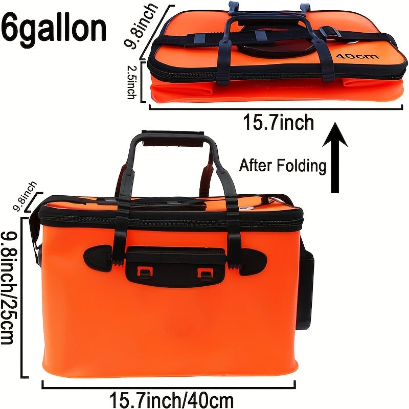 25L Foldable Fishing Bucket in EVA, Live Bait and Fish Container for Outdoor Angling with Blue Translucent, Orange and Blue Options