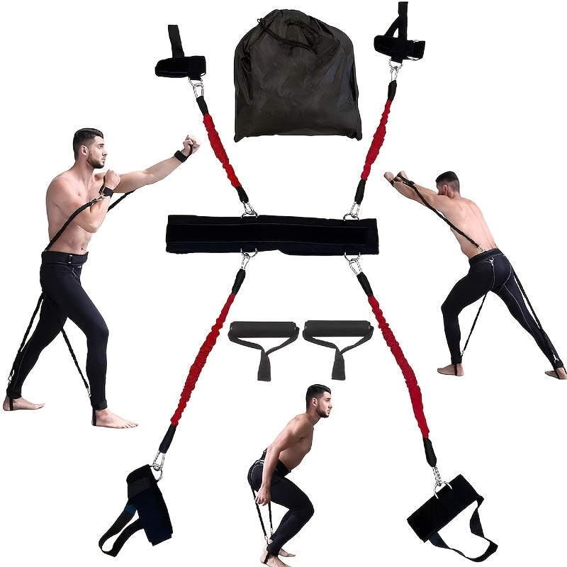 Boxing Resistance Training Set, 12-Piece MMA and Taekwondo Strap Kit for Home Gym Workouts, Arm and Leg Strength Drills, Black or Red
