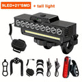 Bicycle Front Light with Digital Display, 9 LEDs and 7 Lighting Modes, USB Rechargeable 4000mAh Headlight with Set Option for Night Riding