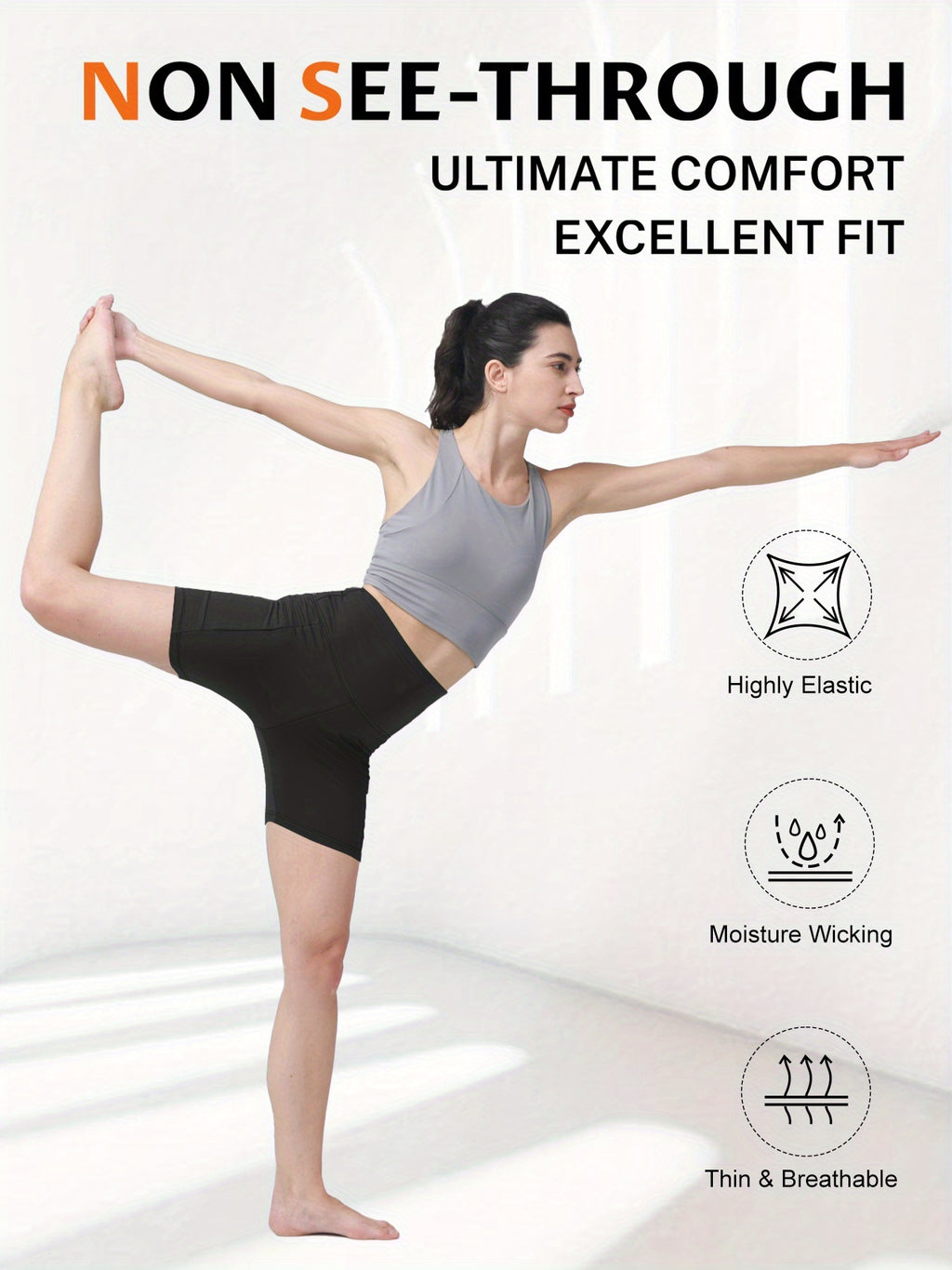 Quick-Dry Yoga Shorts for Women, High-Stretch Sports Shorts for Pilates, Running and Fitness in Dark Gray, Navy or Pink, Single Piece in Size S