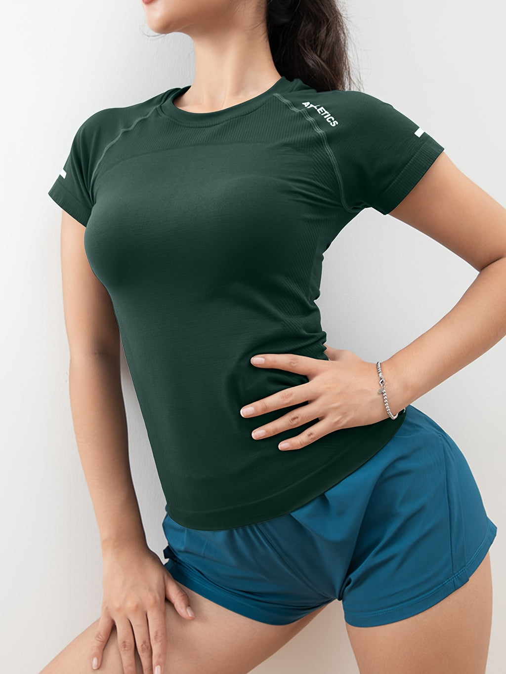 3-Pack Women's Workout T-Shirts for Running and Yoga, Short-Sleeve Crew-Neck Letter Print Athletic Tops in Four Color Combinations
