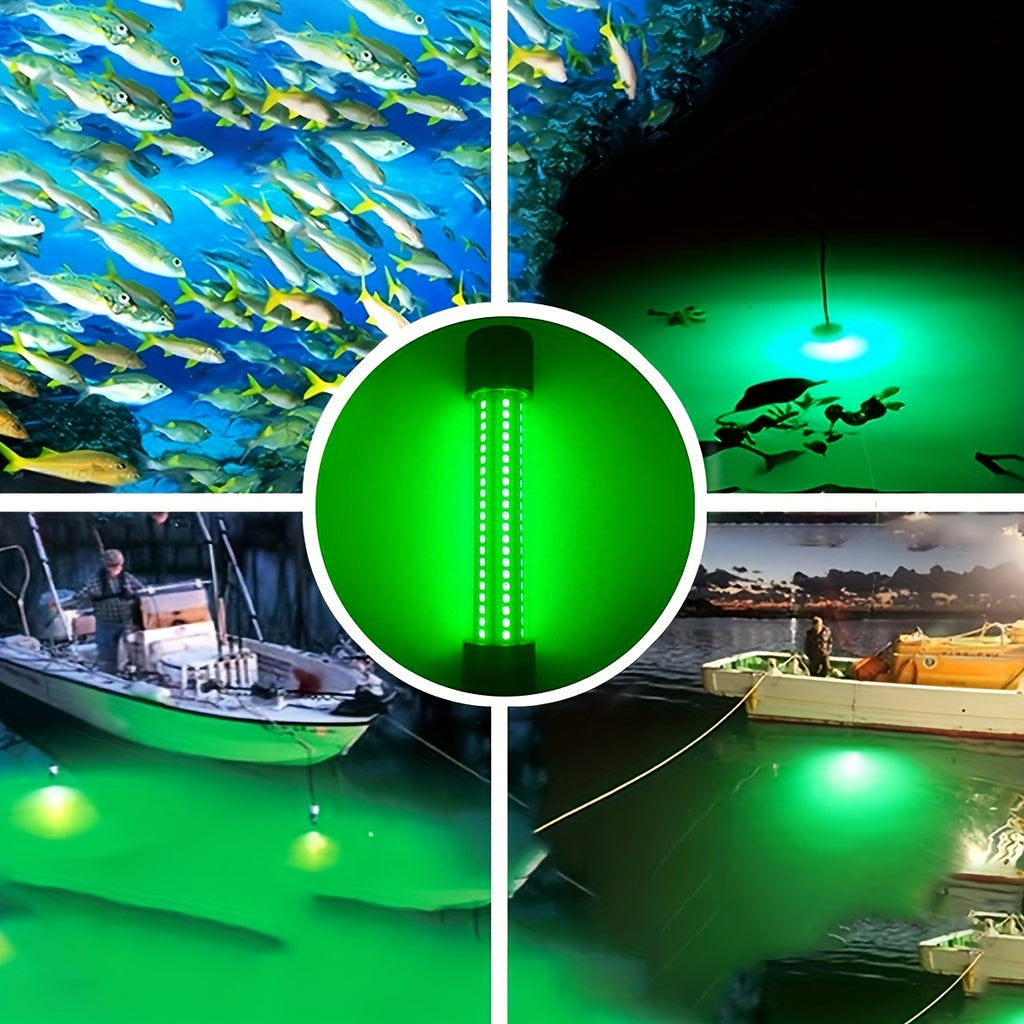 12V Underwater Fishing Light with 126 LEDs, IP68-Rated Fish Attractor Lamp and 16.4-Foot Cable for Night Angling, Battery Not Included