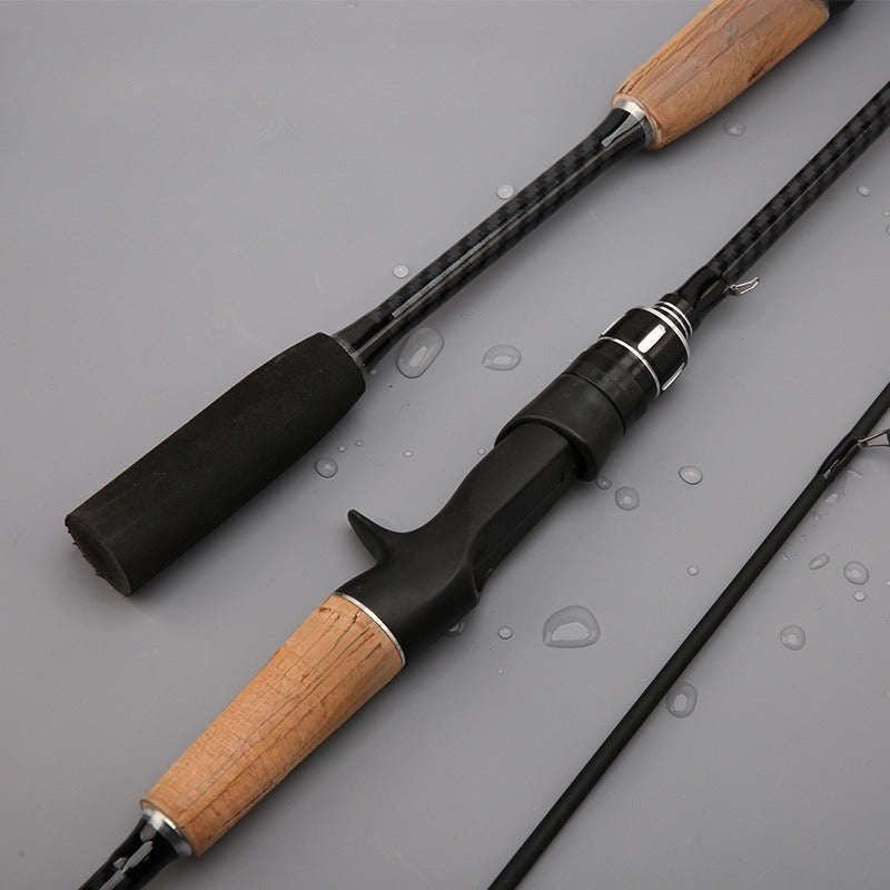 Two-Piece Carbon Fishing Rod, 180 cm Lightweight Lure Rod with Wooden Straight Handle and Listed M Tuning for Recreational Angling