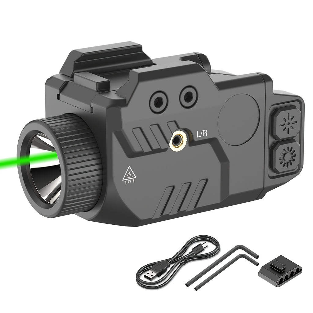 Rechargeable Flashlight and Green Laser Sight Combo SL1085, 750 Lumens with Picatinny Rail Interface, Combined Light and Green Beam Design