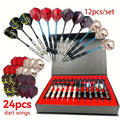 Metal Tip Darts Gift Set with Aluminum Alloy Shafts and Skull Flights, Boxed 6 or 12 Body Options with Extra Flights for Adult Indoor Game Nights