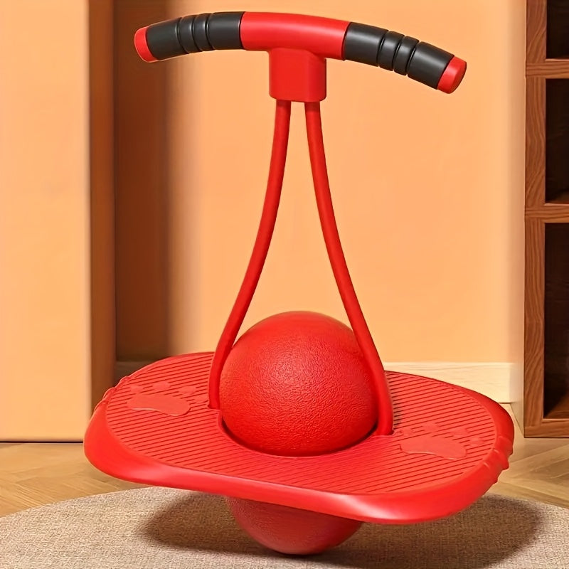 Fitness Bounce Ball with Flexible Handle, High-Elasticity Battery-Free Exercise Equipment for Outdoor Fun in Purple, Red or Blue