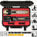 2-Piece Rechargeable LED Flashlight Set with Zoomable Beam and Carry Case
