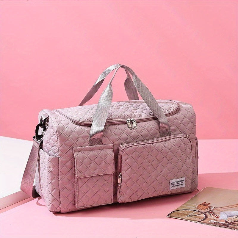 Travel Gym Duffel Bag with Dry-Wet Separation and Double-Sided Pockets, Shoulder and Crossbody Weekender for Fitness Gear and Short Trips