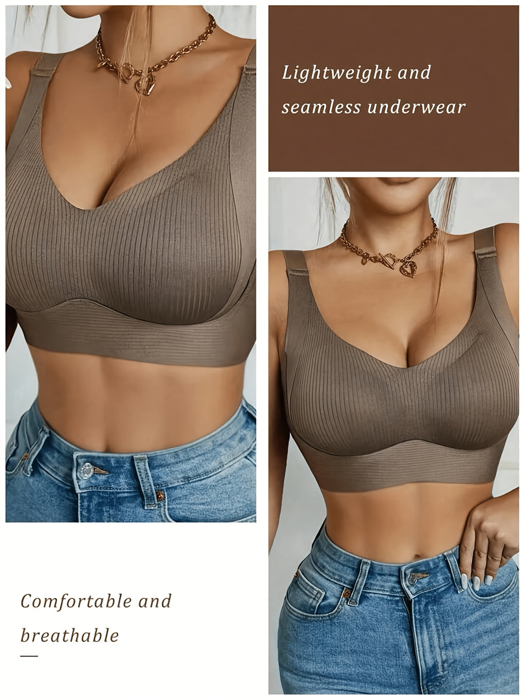 4-Piece Women's Wireless Sports Bra Set with Removable Pads, Size XL