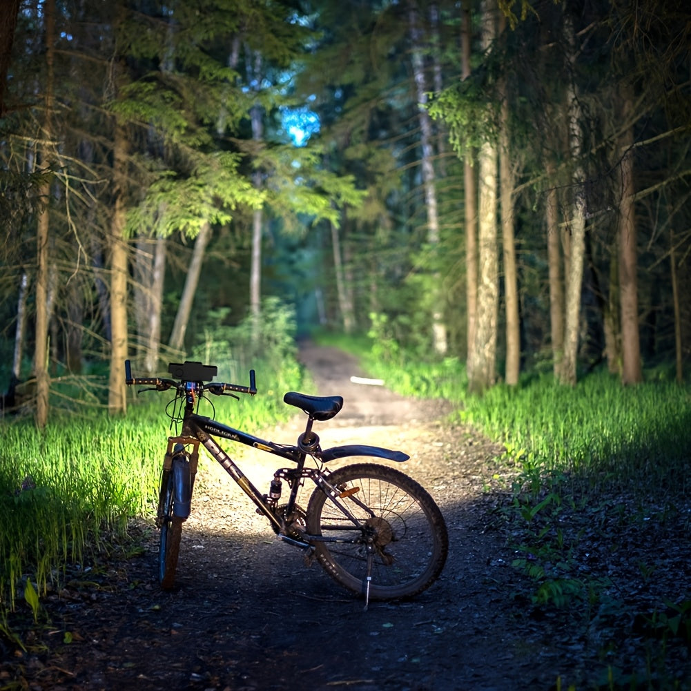 Bicycle Front Light with Digital Display, 9 LEDs and 7 Lighting Modes, USB Rechargeable 4000mAh Headlight with Set Option for Night Riding