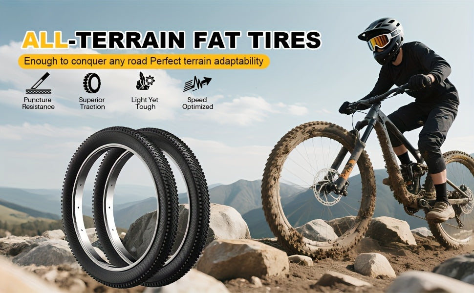 26 Inch Mountain Bike Tires 2-Pack, Lialex 26x1.95 Folding MTB Bicycle Tire Replacement with Anti-Puncture Weave, High Traction for Road, Trail & Off-Road Riding