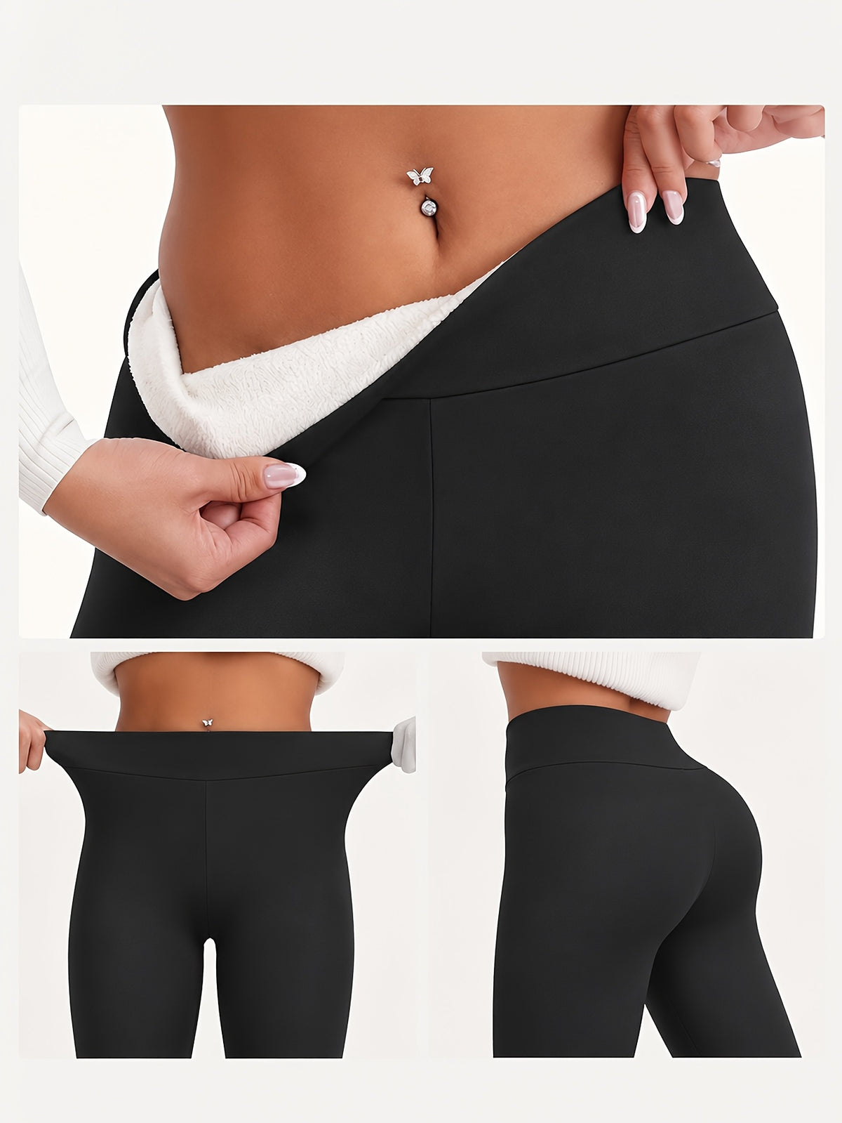 4-Pack Women's Winter Yoga Leggings with High Waist and 380 g/m² Knit, Warm Workout Base Layers in Black, Navy, Gray and Wine Red