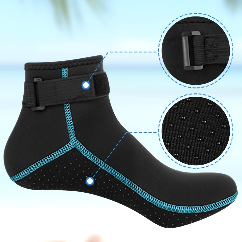 3mm Neoprene Water Socks for Women and Men, High-Cut or Low-Cut Wetsuit Footwear with Rubber Grip Soles for Snorkeling, Surfing and Swimming