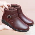 Women's Fleece-Lined Short Winter Boots with Soft Soles, Warm Everyday Footwear for Mature Women in Red, Dark Brown or Black, US Sizes 5-8