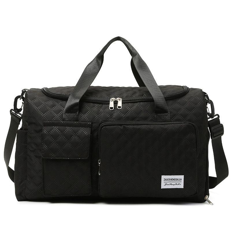 Travel Gym Duffel Bag with Dry-Wet Separation and Double-Sided Pockets, Shoulder and Crossbody Weekender for Fitness Gear and Short Trips