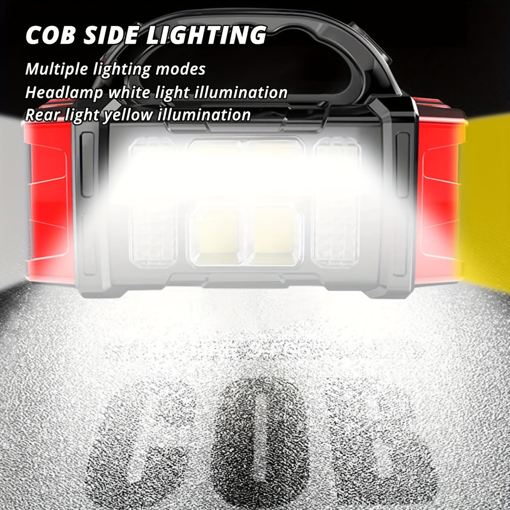 Solar Rechargeable Lantern Flashlight with 1800mAh Battery, USB Charging, 4-Mode COB Work Light & Emergency Power Bank for Camping