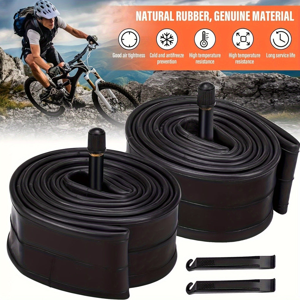 26 Inch Bike Inner Tubes 4-Pack, Butyl Rubber 26 x 1.75–2.125 with 32mm Schrader Valves and 2 Tire Levers for Mountain, Trail and Cruiser Bikes