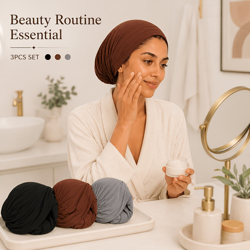 Hijab Undercaps 3-Pack for Women, Breathable Non-Slip Solid Color Muslim Headwear for Everyday Headscarf Layering and Travel Outfit Coordination