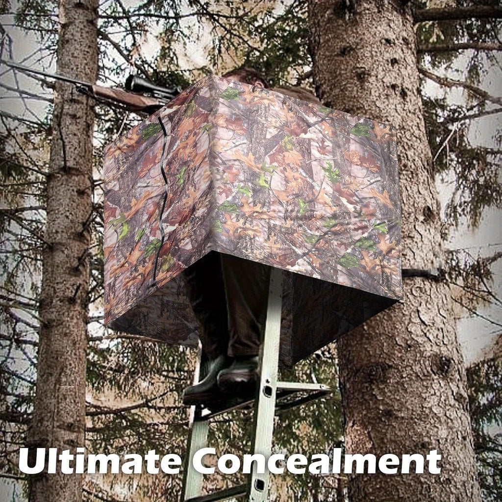 Treestand Camo Blind Cover with Zipper, Woodland Camouflage Hunting Screen for Deer and Turkey Setups, Cover Only with Frame Not Included