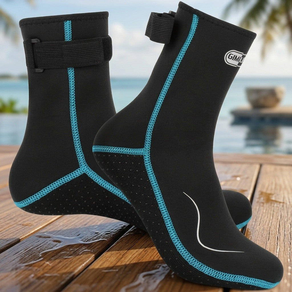 3mm Neoprene Water Socks for Women and Men, High-Cut or Low-Cut Wetsuit Footwear with Rubber Grip Soles for Snorkeling, Surfing and Swimming