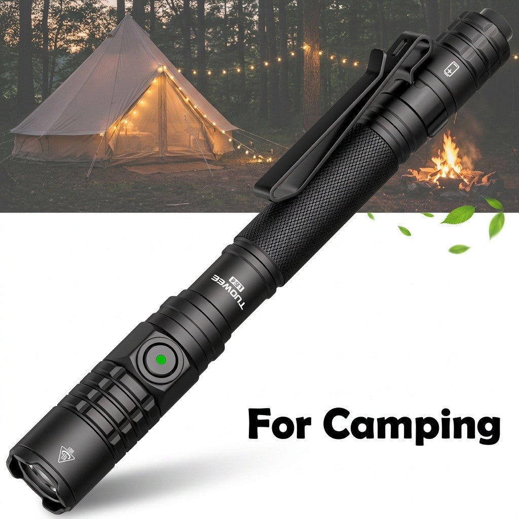 1000 Lumen USB-C Rechargeable Flashlight with Tactical Tail Switch and Pocket Clip for Everyday Carry, Camping, Hiking and Emergency Lighting