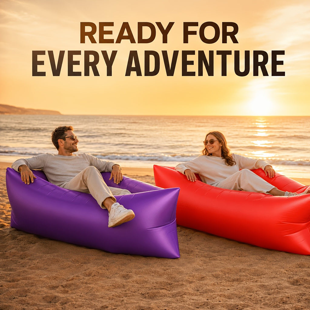 Inflatable Lounger Sofa Bed for One Person, Portable Foldable Polyester Air Cushion with Storage Bag for Camping and Beach Relaxation