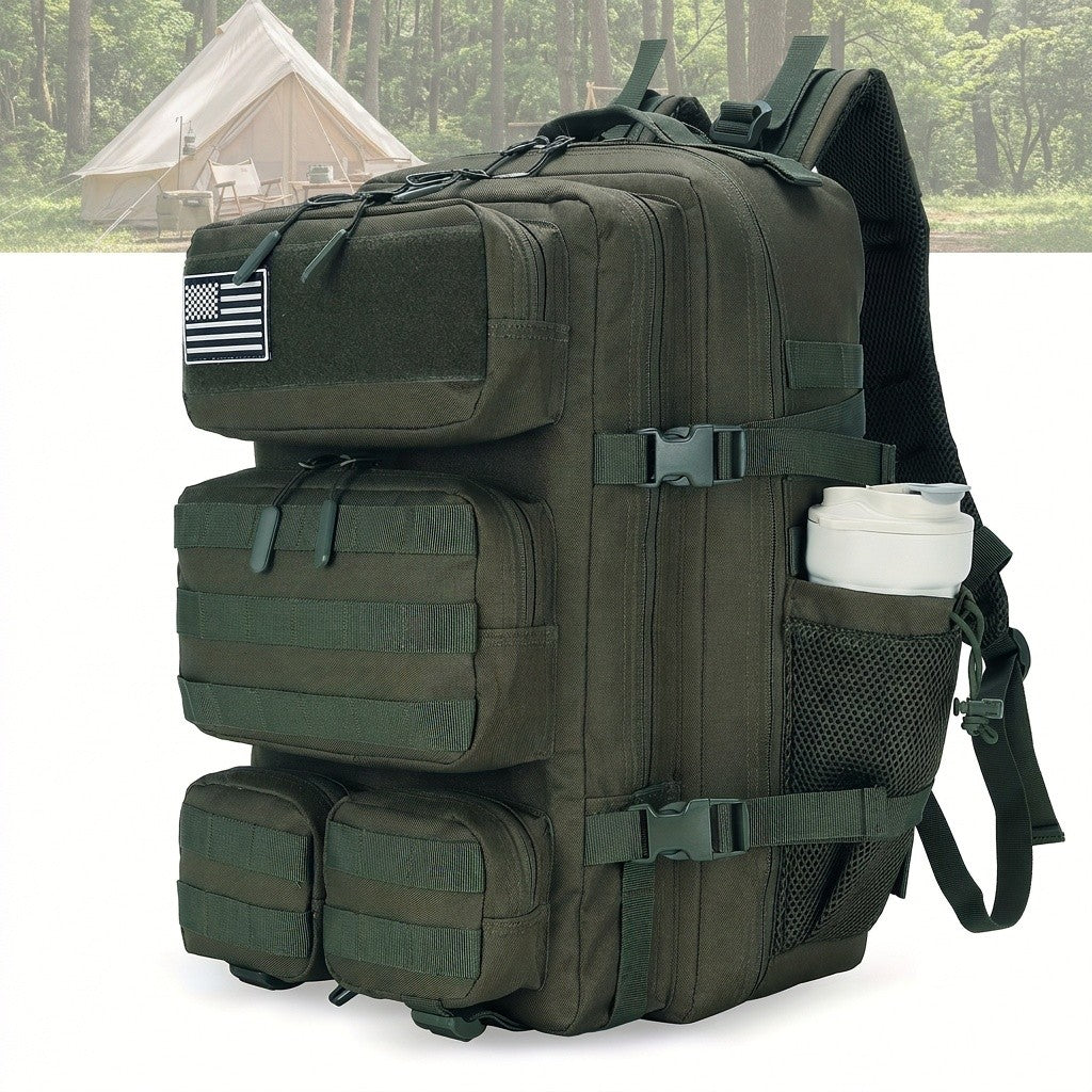 Army Green Hiking Backpack with Listed 13.21-Gallon Capacity, Unisex Outdoor Daypack for Camping Trips, Travel and Sports Outings