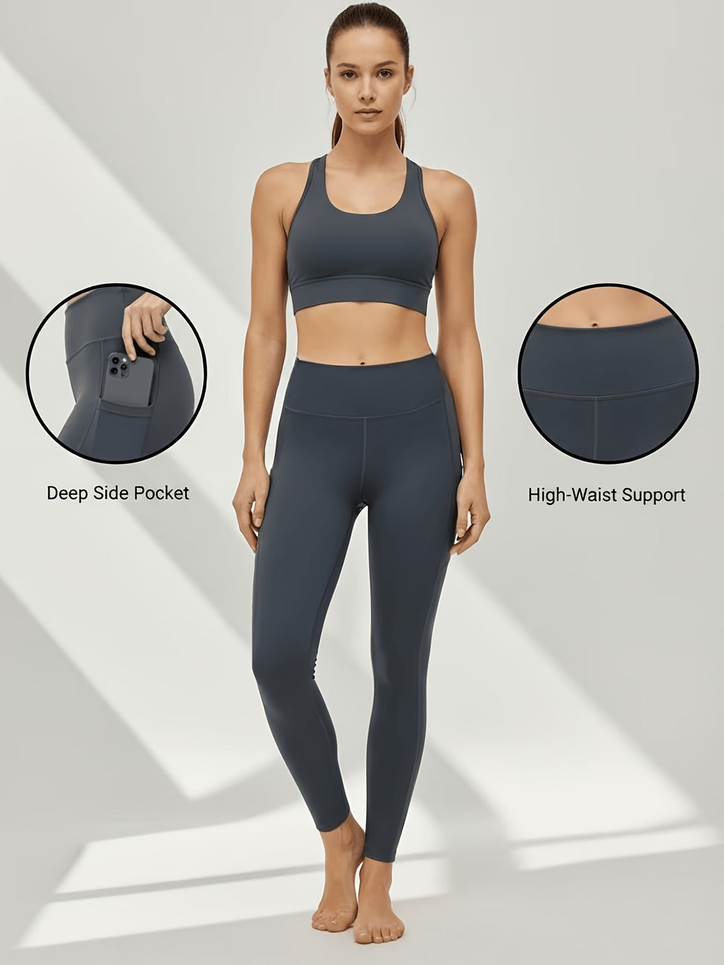 Side-Pocket Workout Leggings for Women, 5-Pack Mixed-Color High-Waisted Stretch Yoga Pants with Soft Feel for Gym, Pilates and Everyday Active Outfits