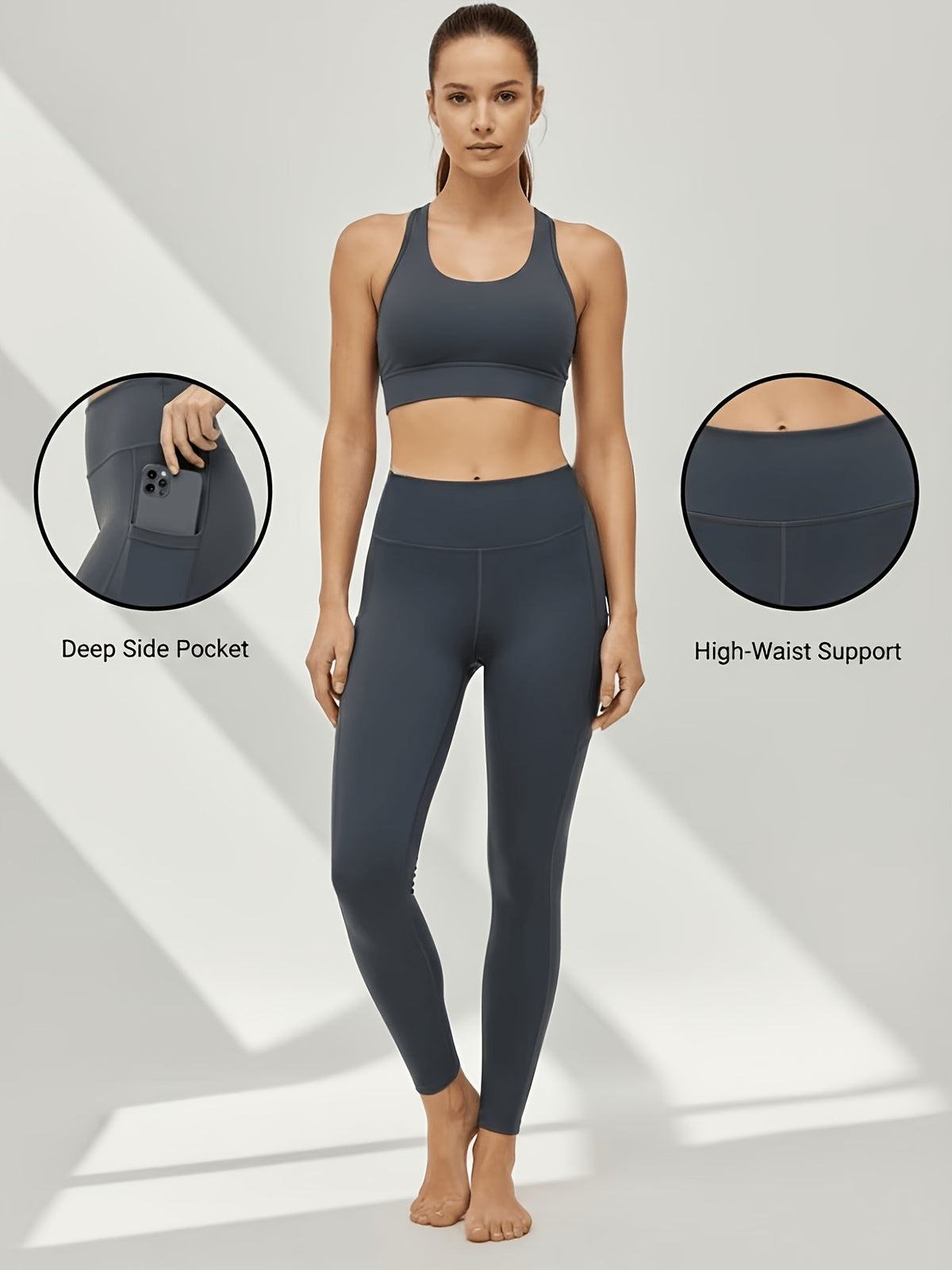 Side-Pocket Workout Leggings for Women, 5-Pack Mixed-Color High-Waisted Stretch Yoga Pants with Soft Feel for Gym, Pilates and Everyday Active Outfits