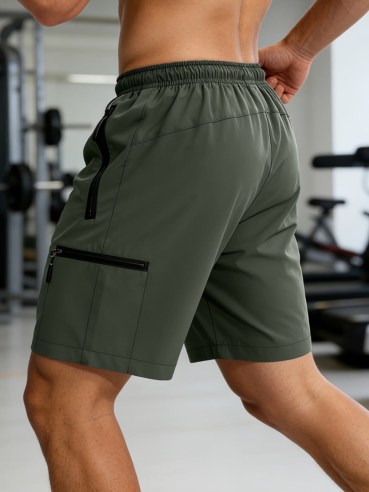 Men's Quick-Dry Hiking Shorts with Zipper Pockets, Lightweight Breathable Cargo Shorts with Elastic Drawstring Waist for Running and Workouts, S–XXXL