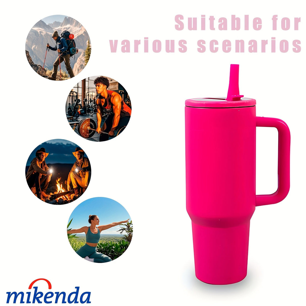 40 oz Vacuum Insulated Water Bottle with Straw and Handle, Double-Wall 304 Stainless Steel Drink Bottle in Four Colors for Outdoor Sports and Daily Use