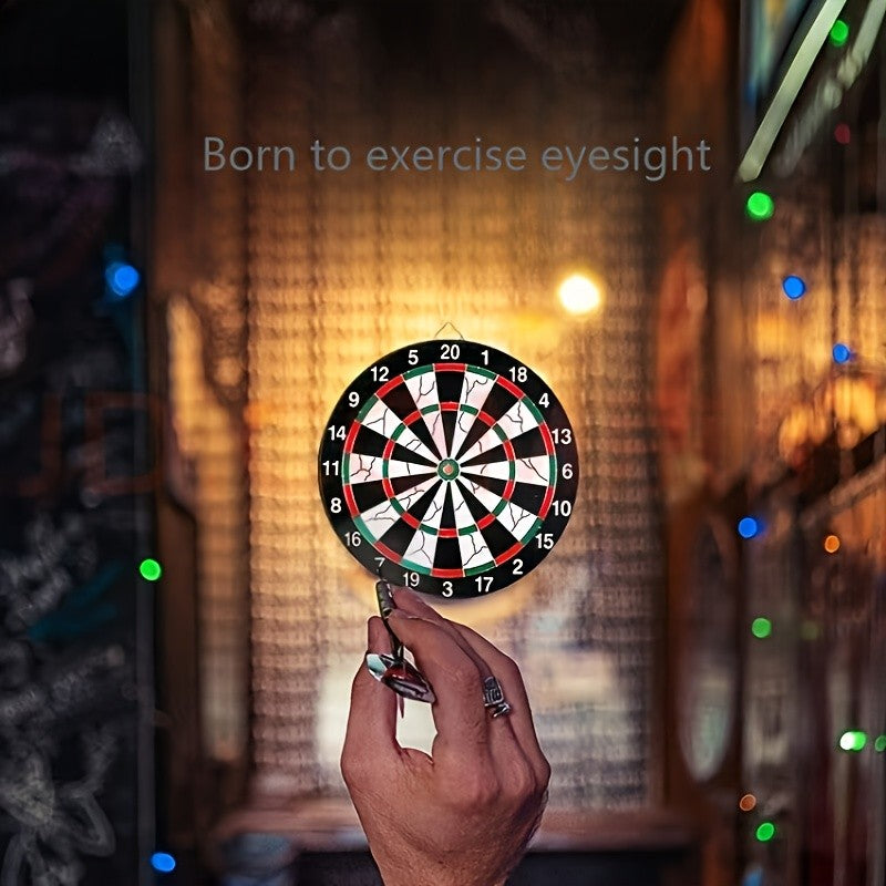 17-Inch Double-Sided Dartboard Set with 12 Darts for Casual Games