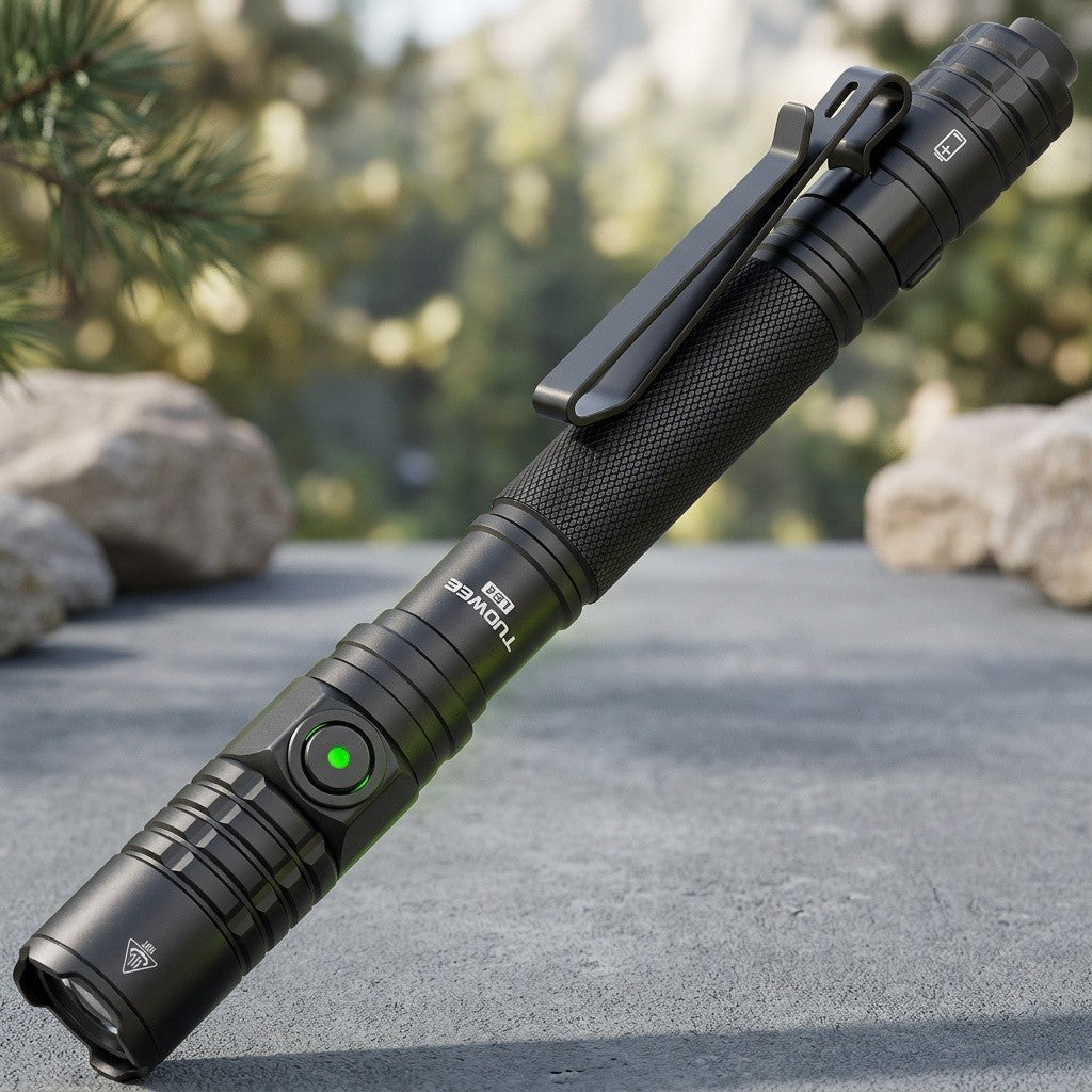 1000 Lumen USB-C Rechargeable Flashlight with Tactical Tail Switch and Pocket Clip for Everyday Carry, Camping, Hiking and Emergency Lighting