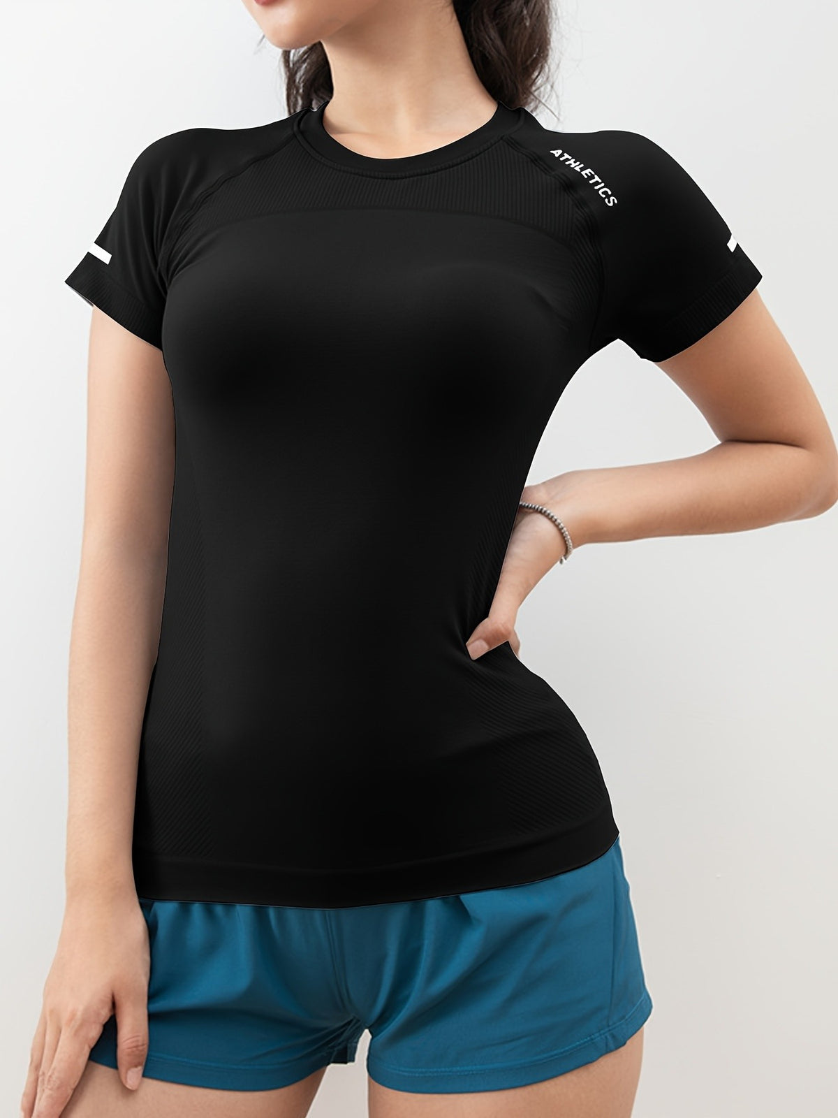 3-Pack Women's Workout T-Shirts for Running and Yoga, Short-Sleeve Crew-Neck Letter Print Athletic Tops in Four Color Combinations