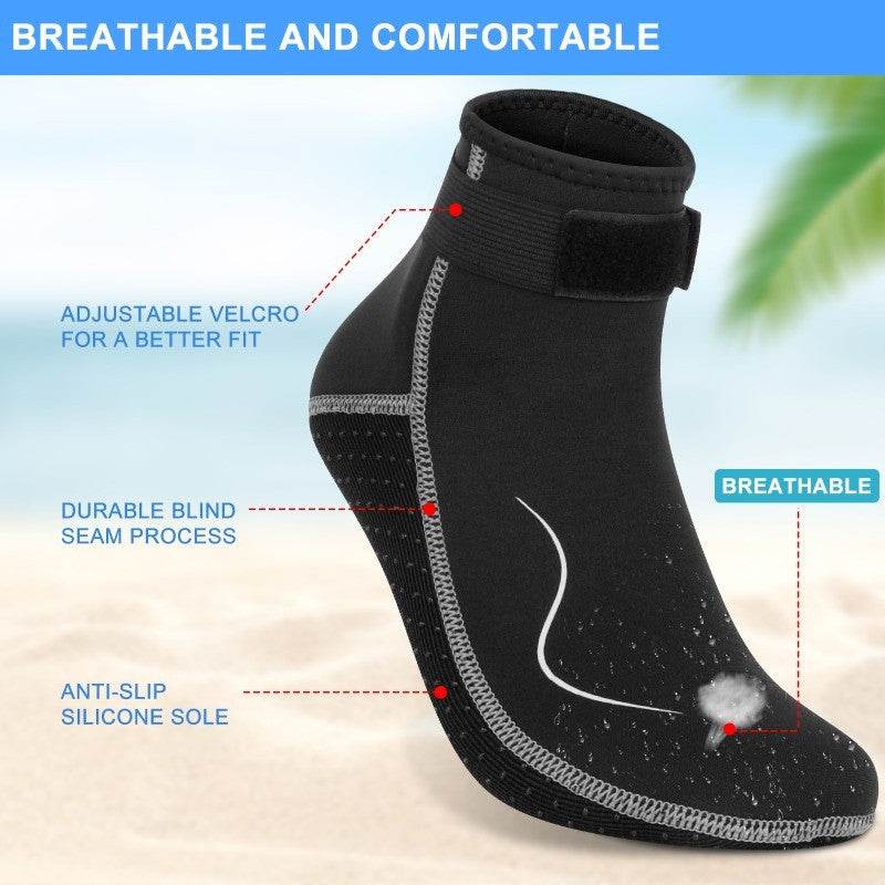 3mm Neoprene Water Socks for Women and Men, High-Cut or Low-Cut Wetsuit Footwear with Rubber Grip Soles for Snorkeling, Surfing and Swimming