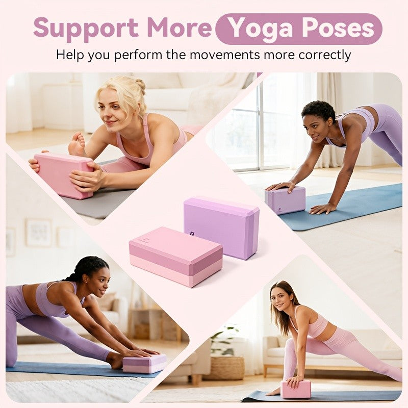 2-Piece Color-Block EVA Yoga Mat Set for Stretching, Pilates and Home Workouts