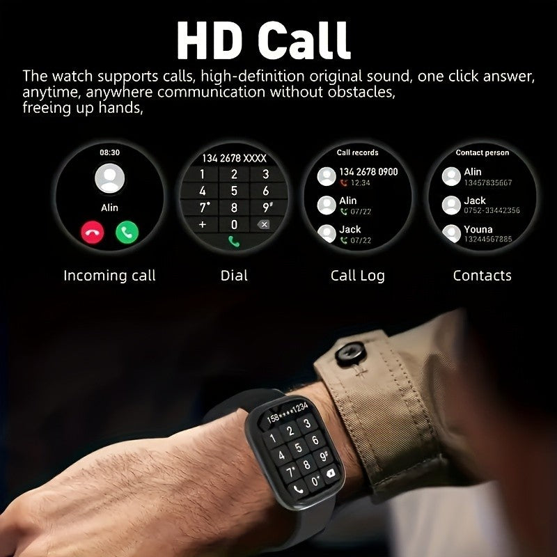 2.01-Inch Calling Fitness Smartwatch for Men and Women, Touchscreen Step and Calorie Tracker with Message Reminders for Android and iPhone