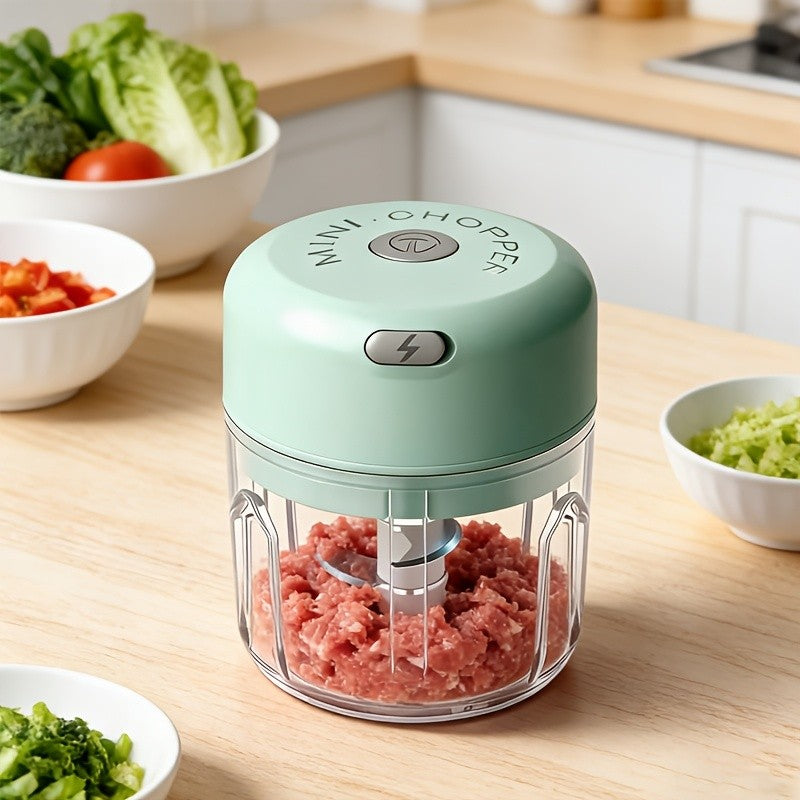 Cordless Mini Food Chopper, Rechargeable Portable Food Processor with Meat Grinder Blade for Garlic, Vegetables and Fruit, Home and Camping Meal Prep